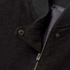Panther Black Suede Leather Bomber Jacket For Men Black – Fabric and Detail Close-Up
