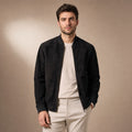 Panther Black Suede Leather Bomber Jacket For Men Black – Product Photo