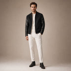 Pistol Black Wool Leather Bomber Jacket For Men Black – Full Look