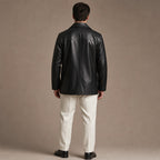 Platinum Black Leather Coat For Men Black – Full Look