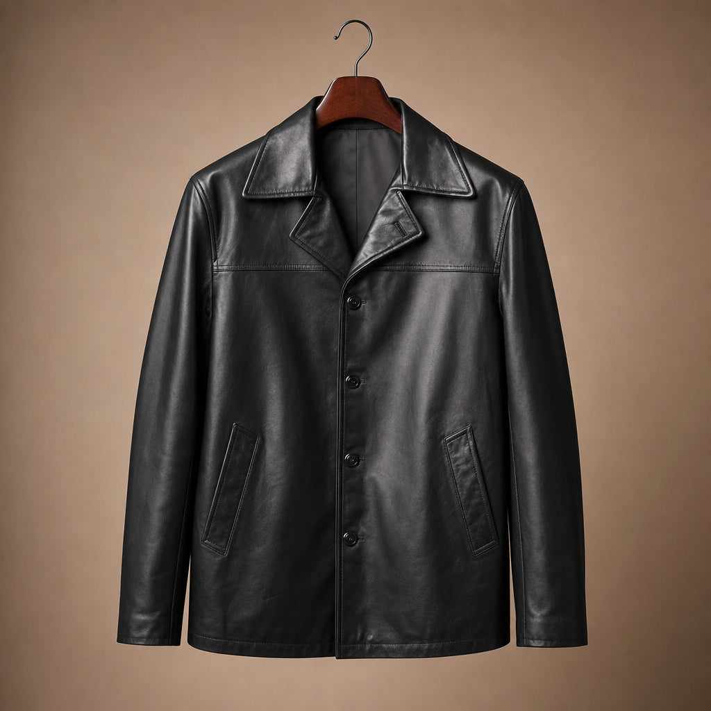 Platinum Black Leather Coat For Men Black – Product Photo