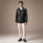 Platinum Black Leather Coat For Men in Black – Tarlano Premium Menswear
