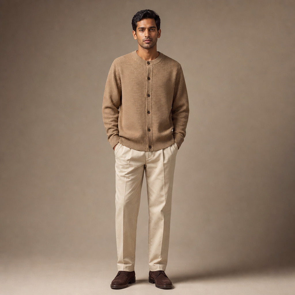 Polignano Wool Cardigan Camel – Full Look