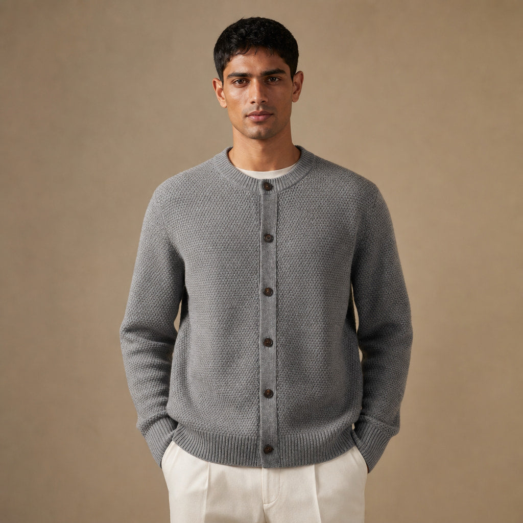Polignano Wool Cardigan in Gray – Tarlano Premium Menswear