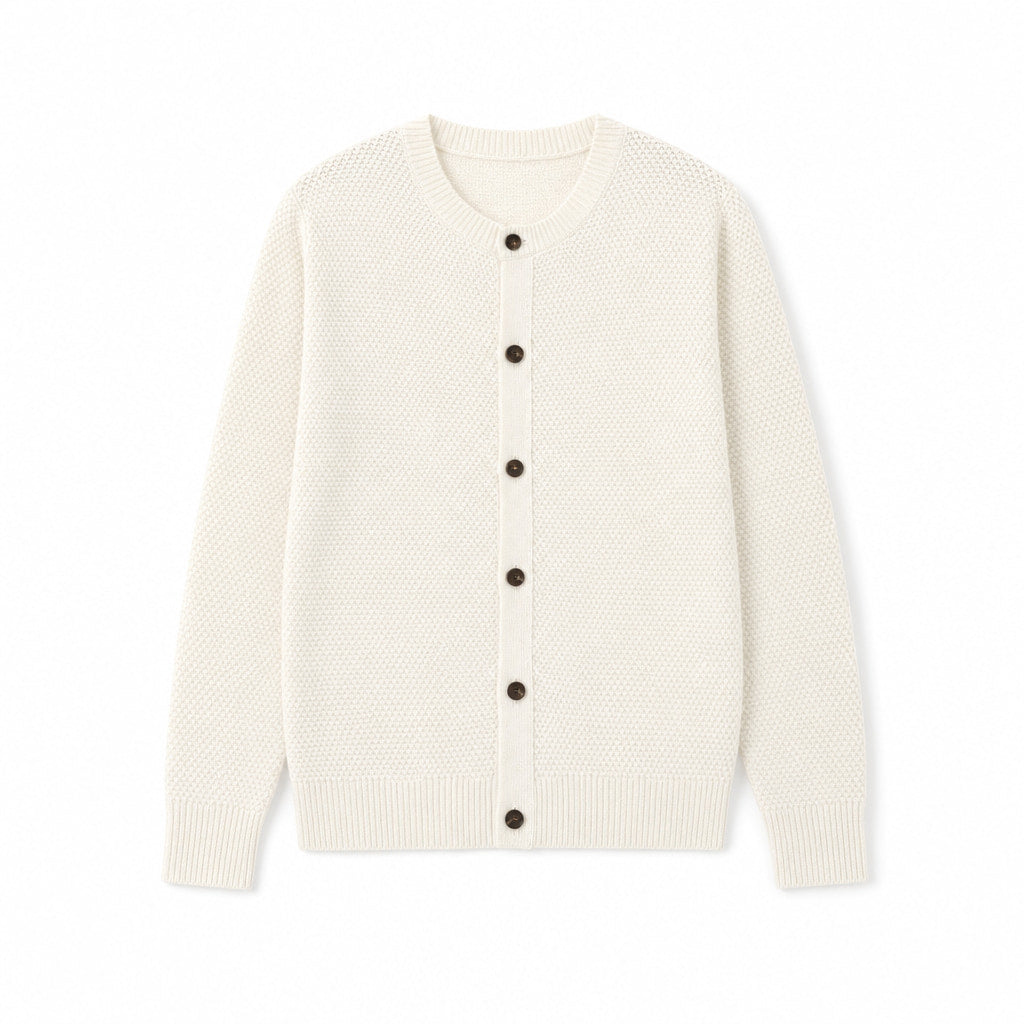 Polignano Wool Cardigan Ivory – Product Photo
