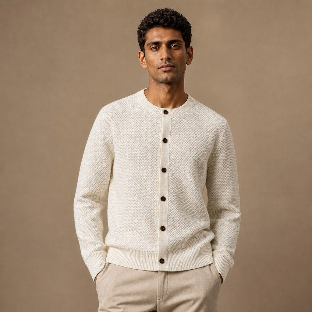 Polignano Wool Cardigan in Ivory – Tarlano Premium Menswear