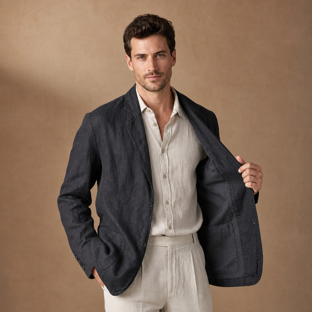 Positano Linen Lightweight Blazer in Charcoal – Tarlano Premium Menswear