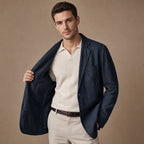 Positano Linen Lightweight Blazer in Midnight Navy – Tarlano Premium Menswear