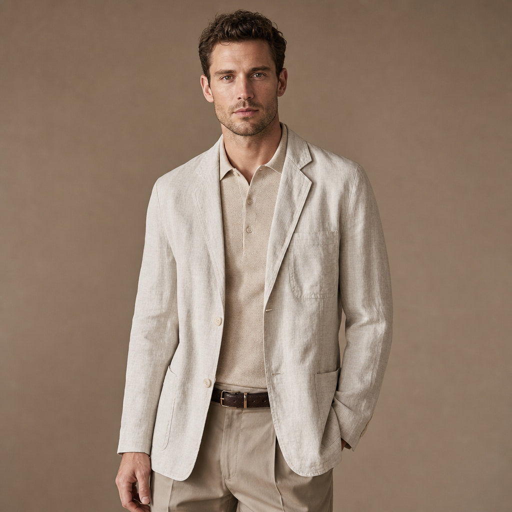 Positano Linen Lightweight Blazer Natural Linen – Product Photo