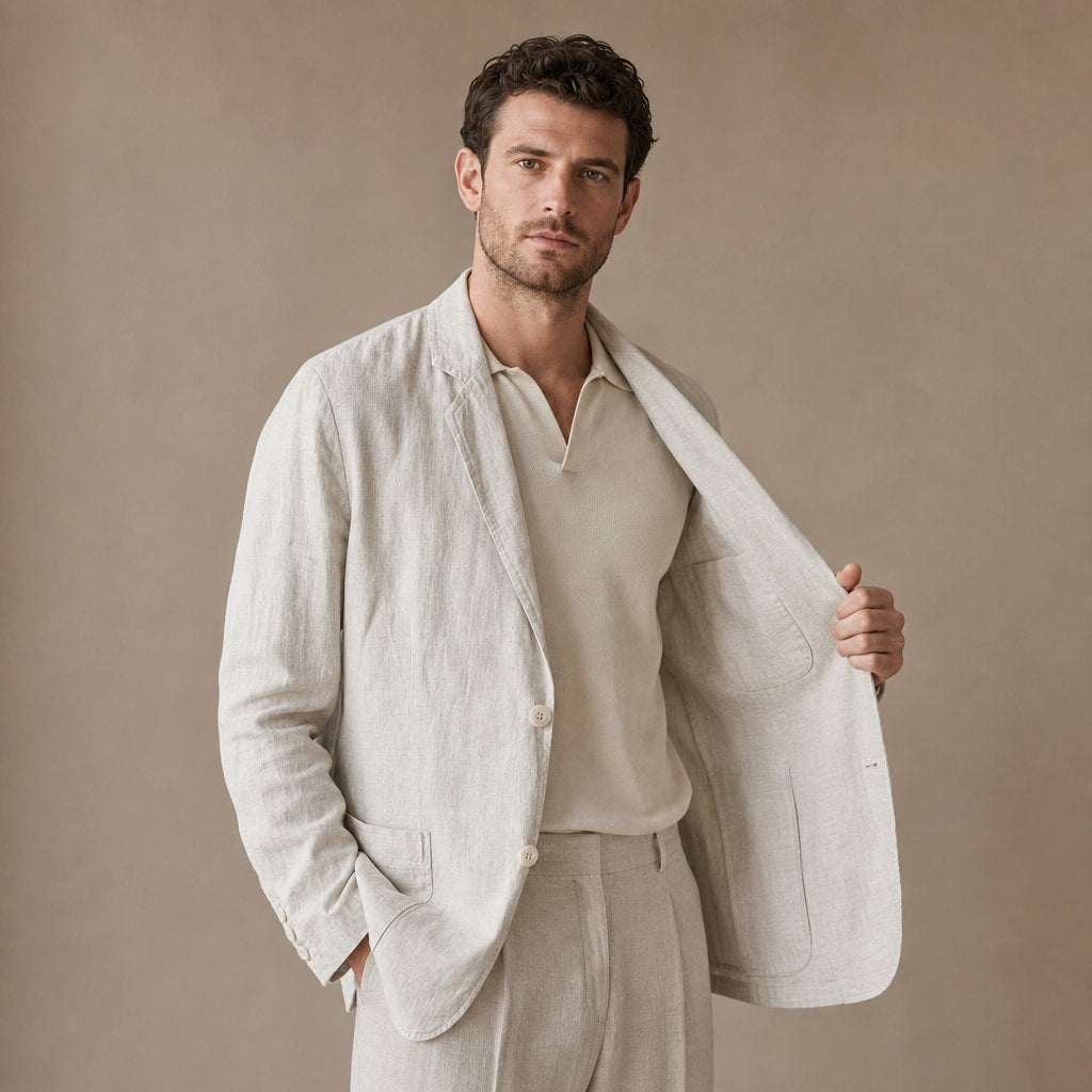 Positano Linen Lightweight Blazer in Natural Linen – Tarlano Premium Menswear