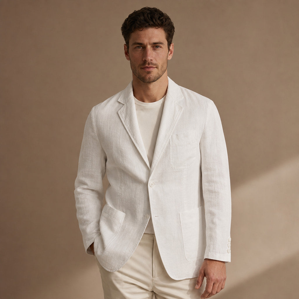 Positano Linen Lightweight Blazer Off White – Product Photo