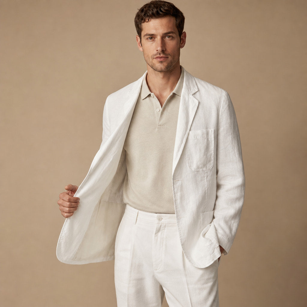 Positano Linen Lightweight Blazer in Off White – Tarlano Premium Menswear