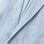 Positano Linen Lightweight Blazer Powder Blue – Fabric and Detail Close-Up