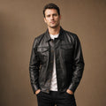Prime Black Leather Trucker Jacket For Men Black – Product Photo