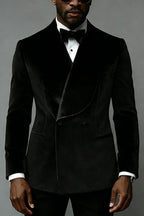 Raveno | Double Breasted Suit Velvet Black – Premium Editorial