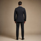 Three Piece Suit With Waistcoat Black Black – Side Angle View