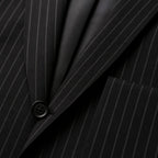 Three Piece Suit With Waistcoat Black Black – Fabric and Detail Close-Up