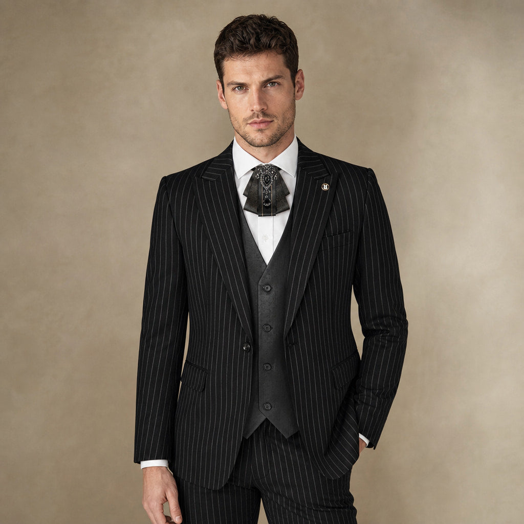 Three Piece Suit With Waistcoat Black Black – Full Look