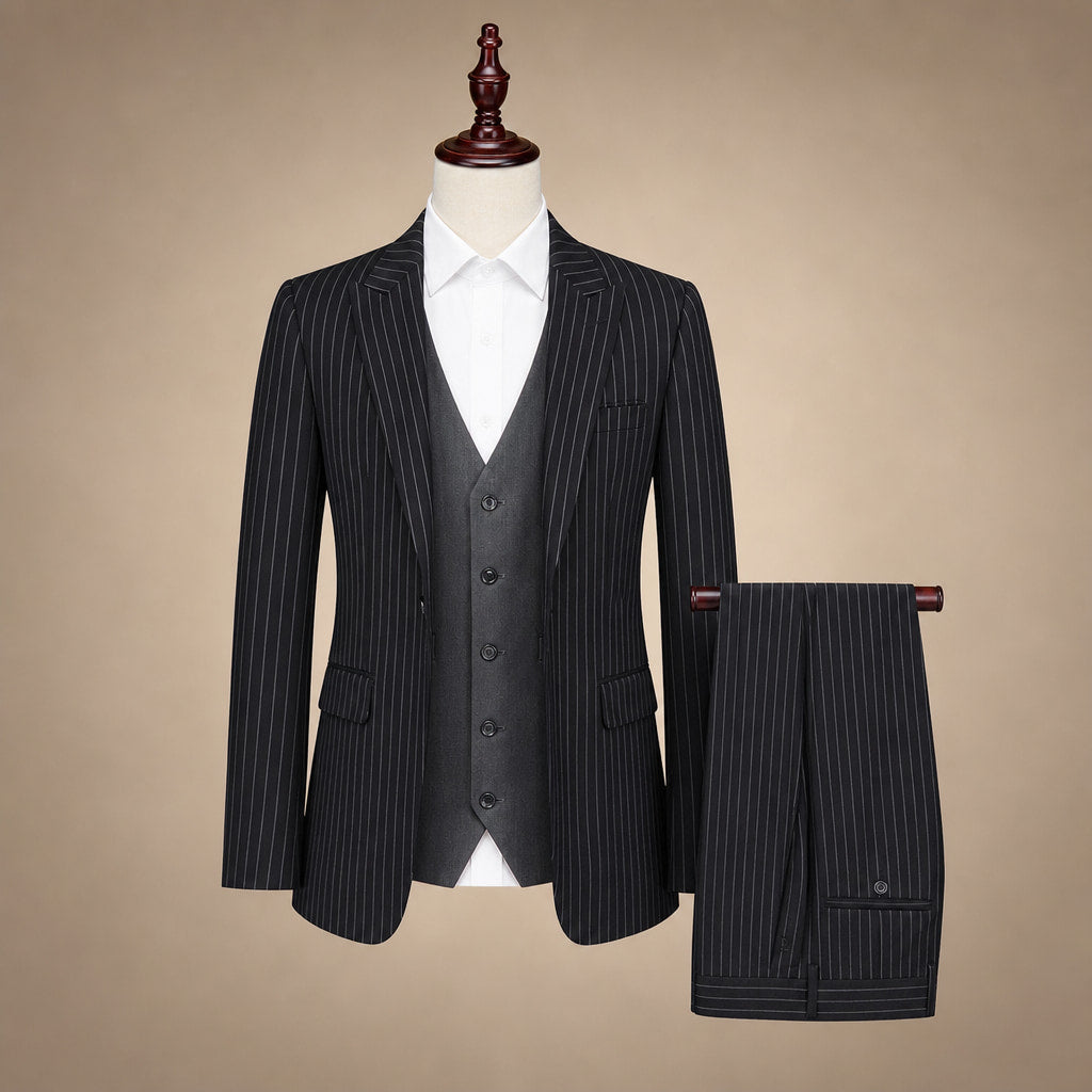Three Piece Suit With Waistcoat Black Black – Product Photo