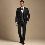 Three Piece Suit With Waistcoat Black in Black – Tarlano Premium Menswear