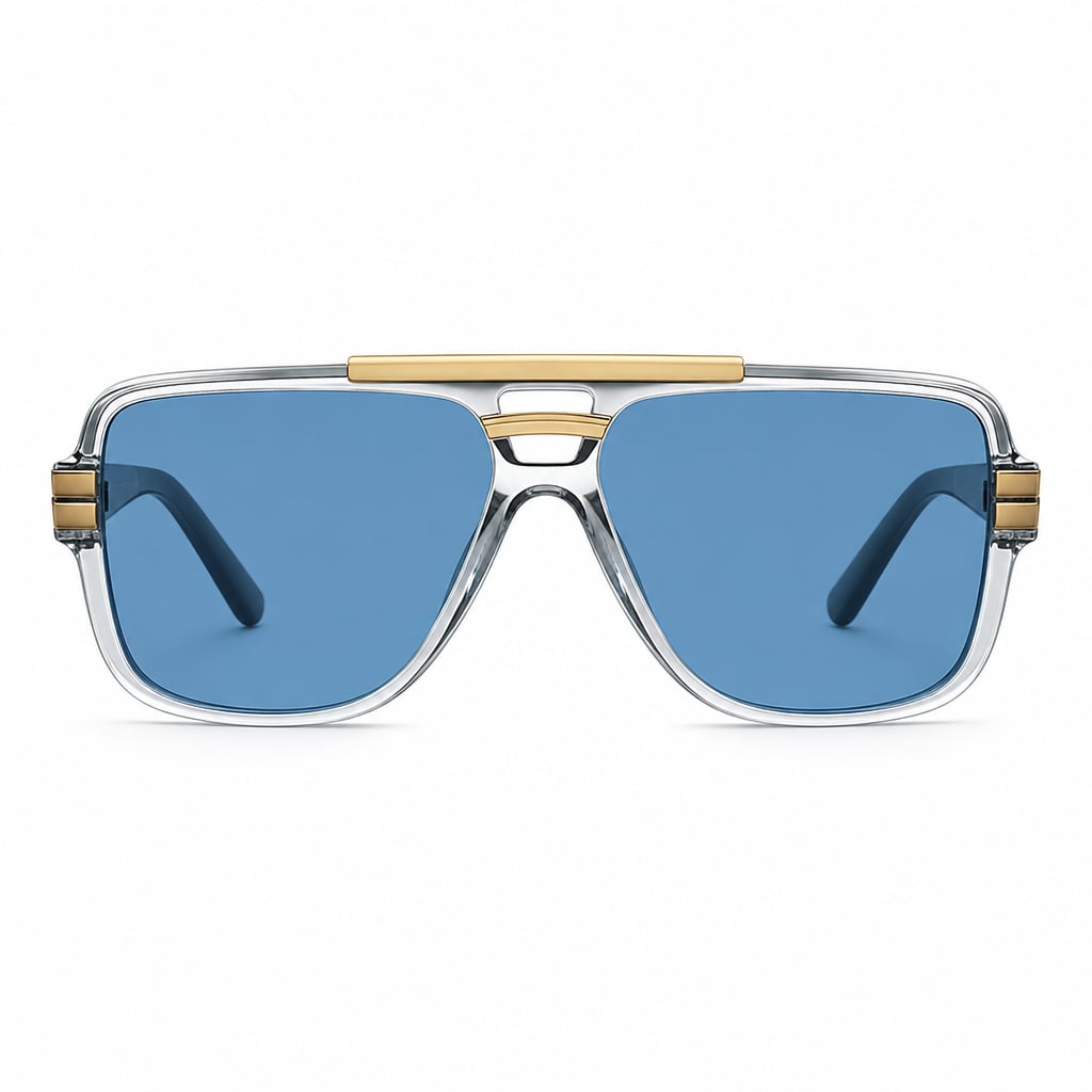 Rectangular Sunglasses Lightweight Frame UV400 Lens Blue – Side Angle View