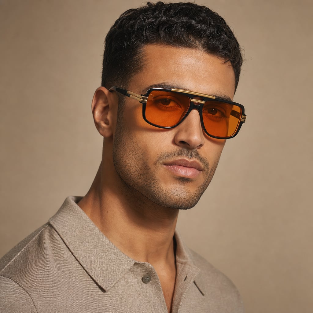Rectangular Sunglasses Lightweight Frame UV400 Lens in Orange – Tarlano Premium Menswear
