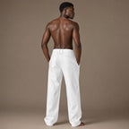 Relaxed Fit Drawstring Beach Pants White – Full Look