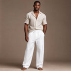 Relaxed Fit Drawstring Beach Pants White – Product Photo