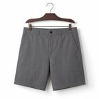 Relaxed Straight-Cut Summer Shorts Button Closure Grey – Product Photo