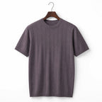 Ribbed Crew Neck Tee Slim Fit Vertical Knit Mauve – Product Photo