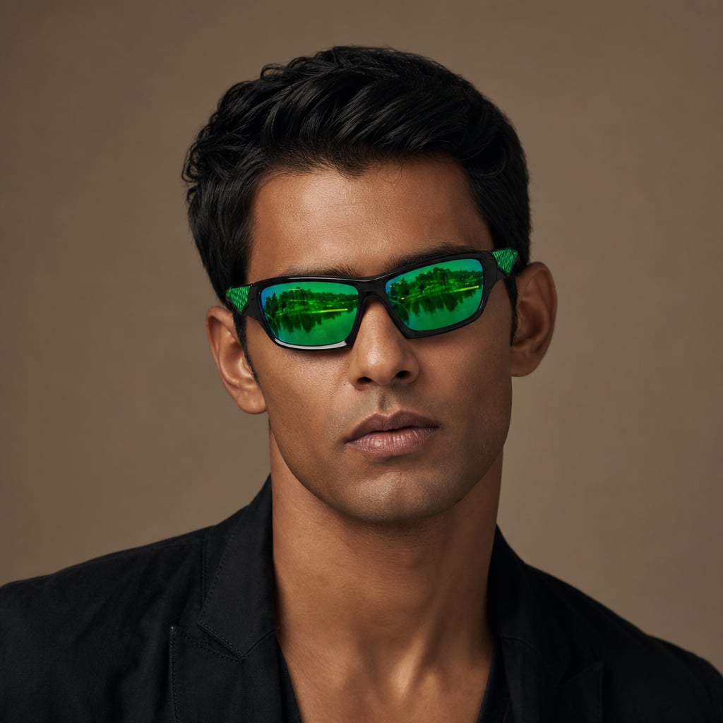 Round Polarized Sunglasses Lightweight Metal Frame in Green – Tarlano Premium Menswear