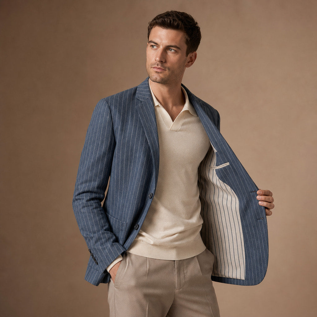 Santos Lightweight Blazer Midnight Navy – Side Angle View