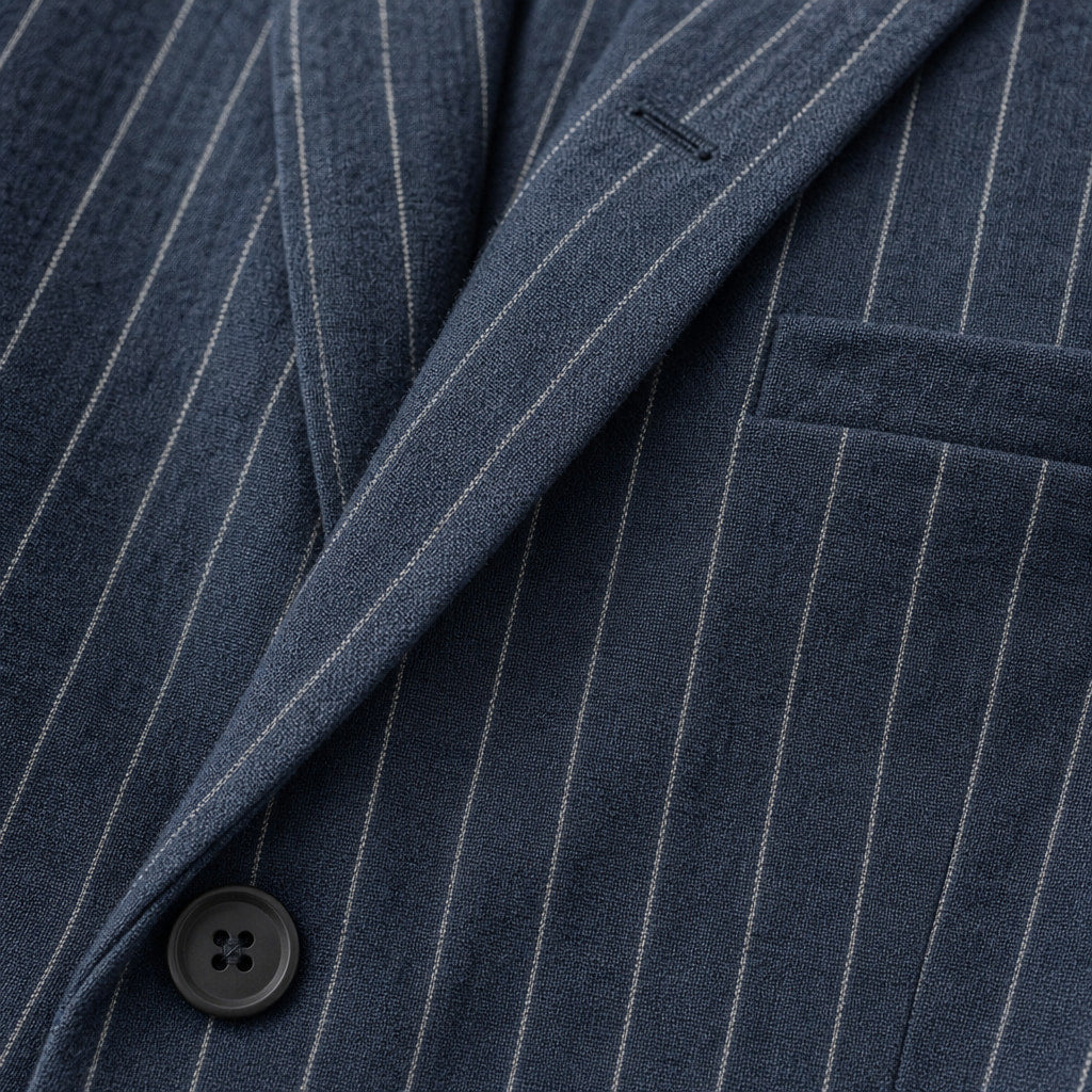 Santos Lightweight Blazer Midnight Navy – Fabric and Detail Close-Up