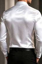 Sarven | Satin Dress Shirt Point Collar Slim Fit – Product Photo