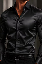 Sarven | Satin Dress Shirt Point Collar Slim Fit – Premium Editorial