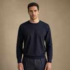 Scilla Cotton-Silk Crewneck in Deep Navy – Tarlano Premium Menswear