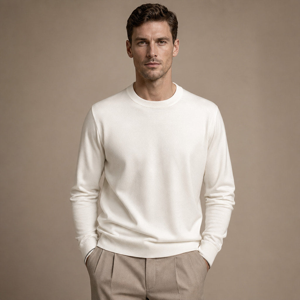 Scilla Cotton-Silk Crewneck Ivory – Product Photo