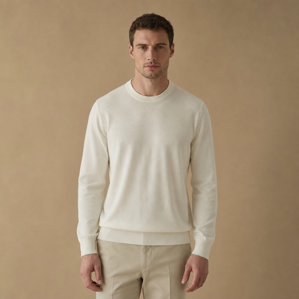 Scilla Cotton-Silk Crewneck in Ivory – Tarlano Premium Menswear