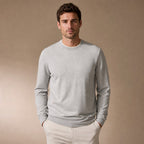 Scilla Cotton-Silk Crewneck Light Gray – Product Photo