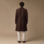 Scotch Coffee Brown Double-Breasted Wool Trench Coat For Men Brown – Full Look