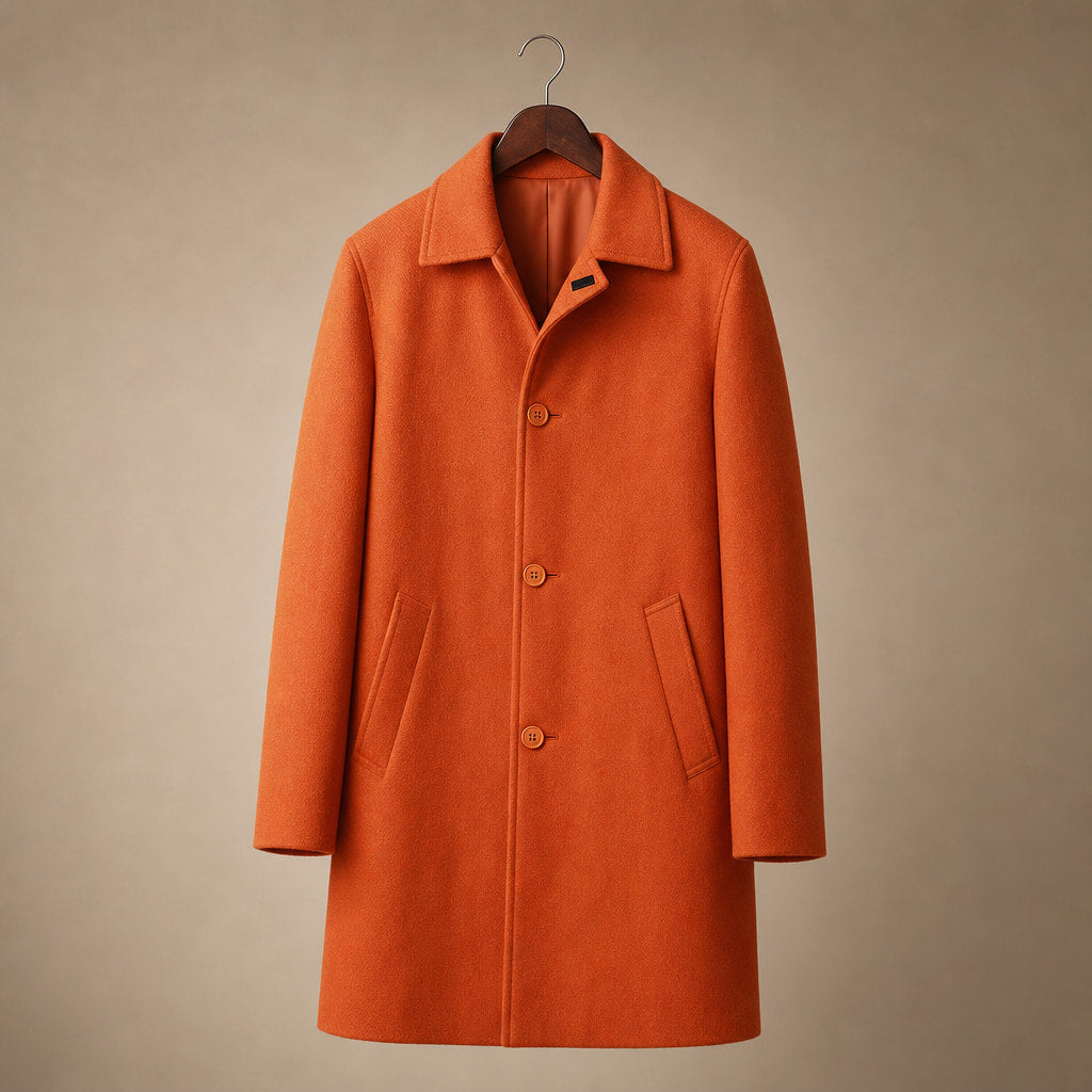 Serene Orange Wool Car Coat For Men Orange – Product Photo