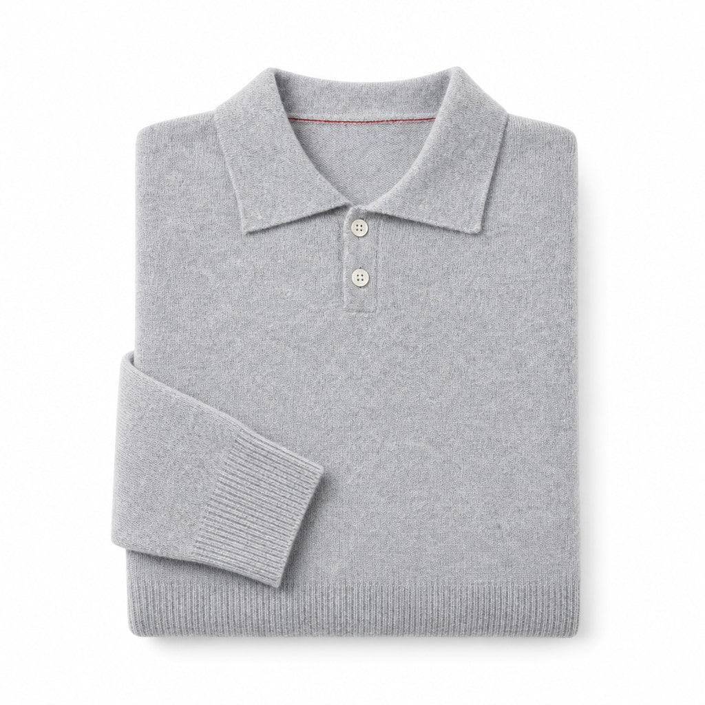 Sirolo Brushed Knit Polo Light Gray – Product Photo