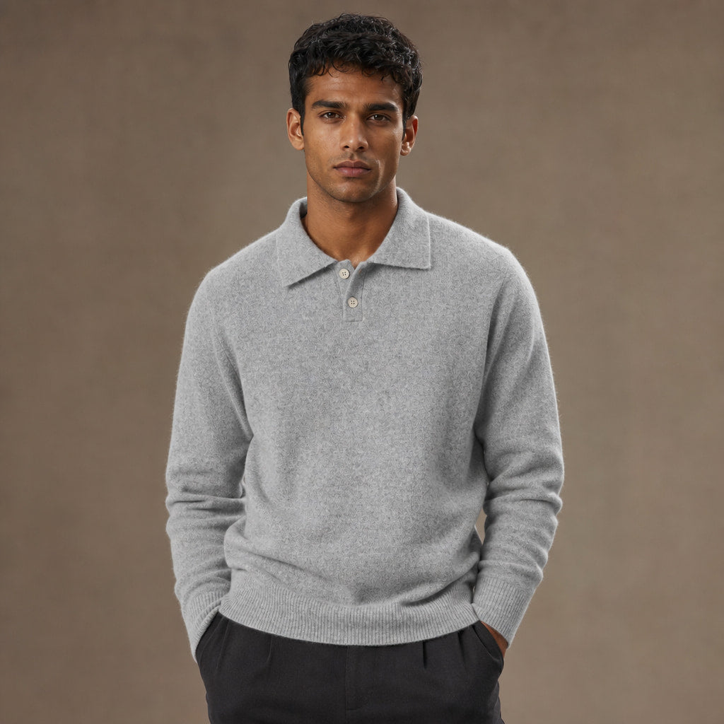 Sirolo Brushed Knit Polo in Light Gray – Tarlano Premium Menswear