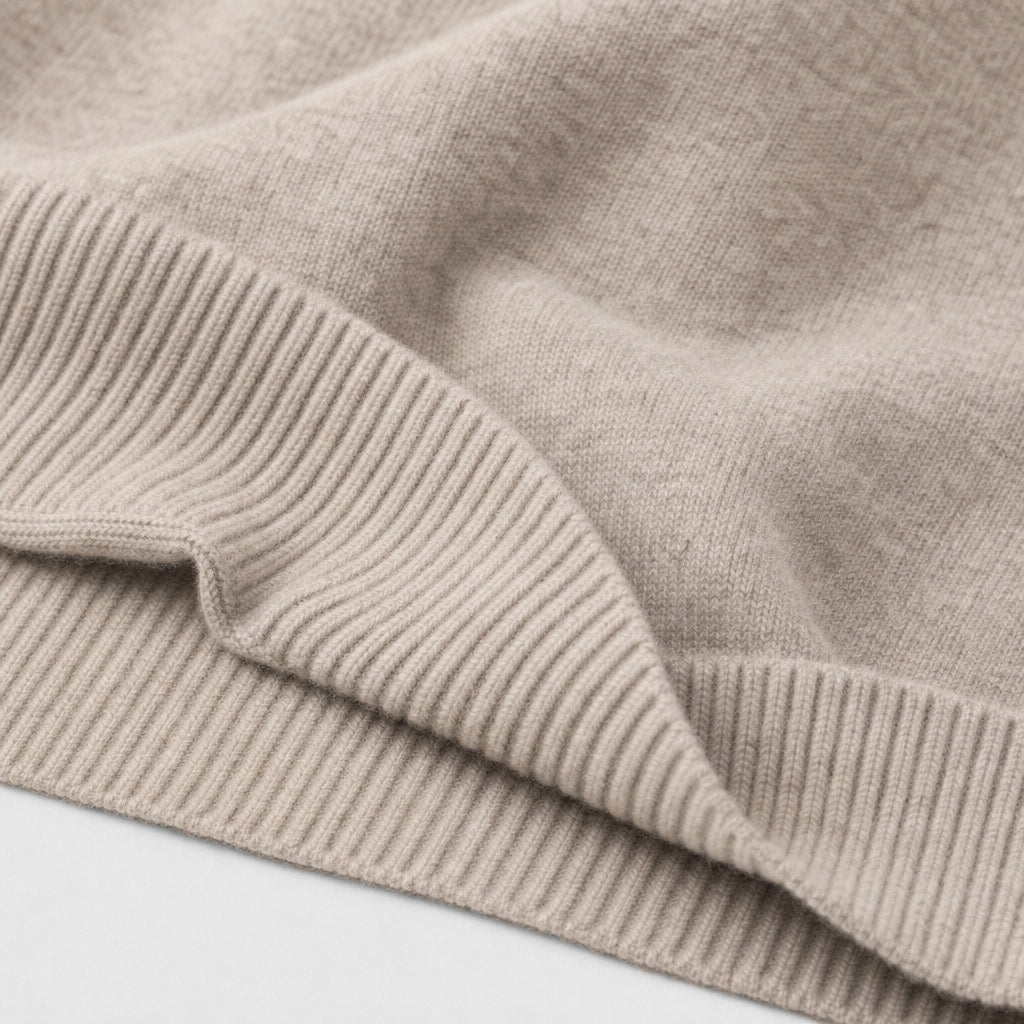 Sirolo Brushed Knit Polo Oat – Fabric and Detail Close-Up