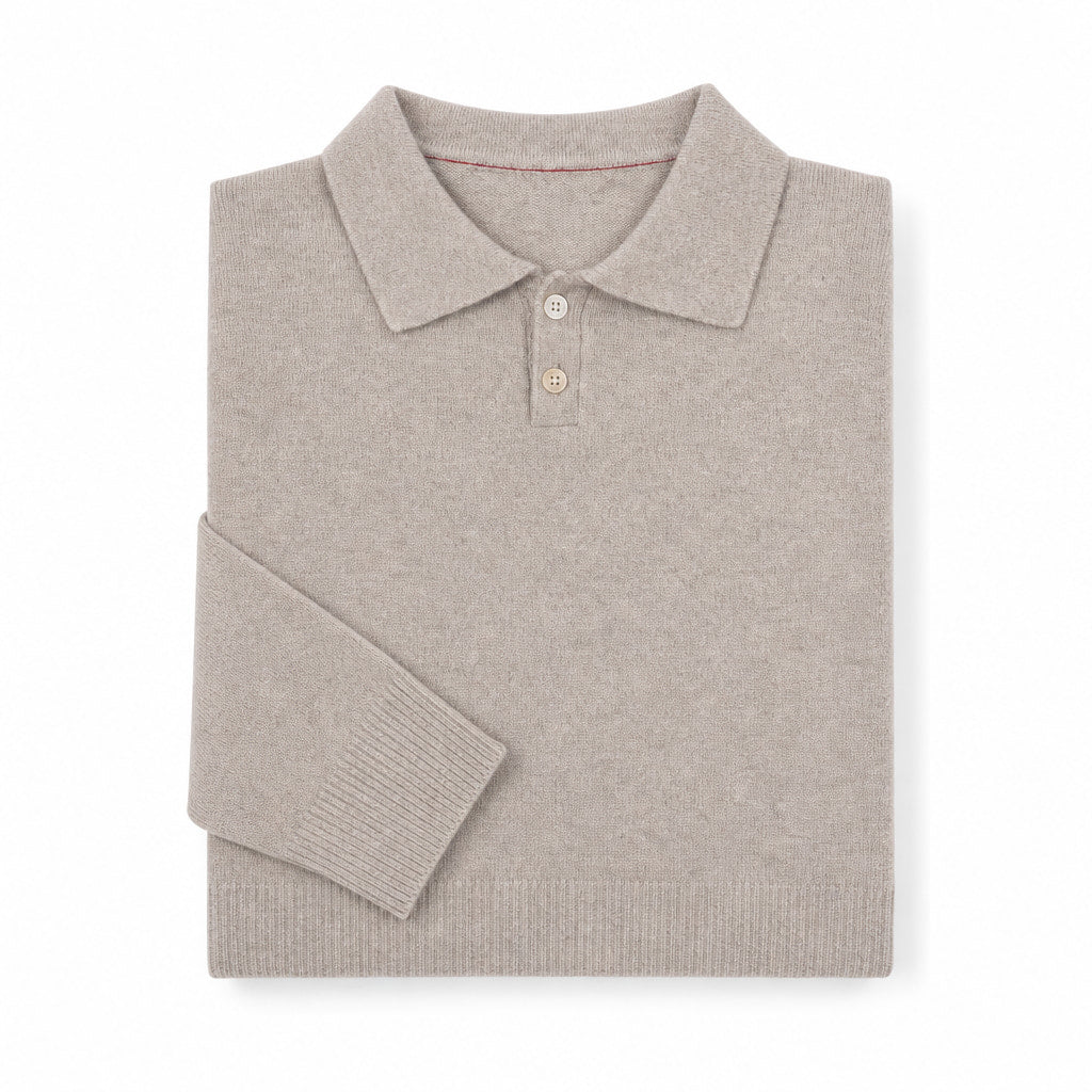 Sirolo Brushed Knit Polo Oat – Product Photo