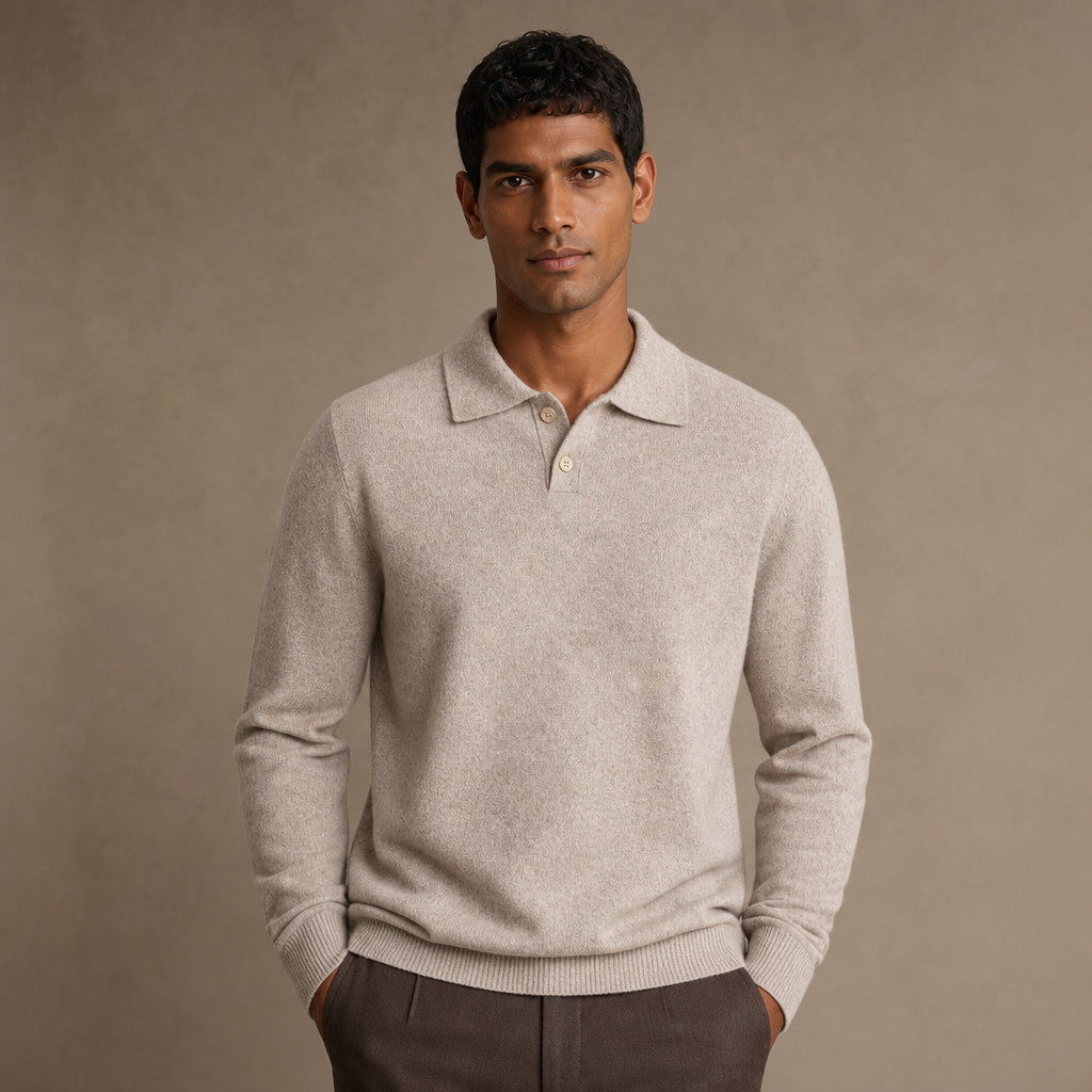 Sirolo Brushed Knit Polo in Oat – Tarlano Premium Menswear