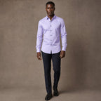 Slim Fit Stretch Dress Shirt Long Sleeve Button Front in White Light Purple – Product Photo