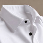 Slim Fit Stretch Dress Shirt Long Sleeve Button Front in White White – Fabric and Detail Close-Up
