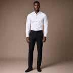 Slim Fit Stretch Dress Shirt Long Sleeve Button Front in White in White – Tarlano Premium Menswear