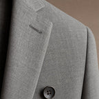 Slim-Fit Structured Woven Blazer Single Button Two Pockets Grey – Fabric and Detail Close-Up